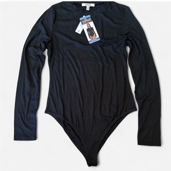Edited by Remi Bader Tops - Edited by Remi Bader Ribbed Black Long Sleeve Crew Neck Bodysuit Size L
